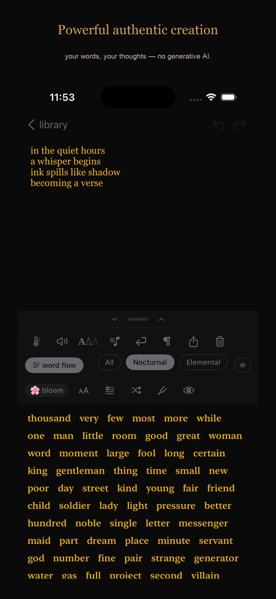 Poemir compose screen — powerful authentic creation