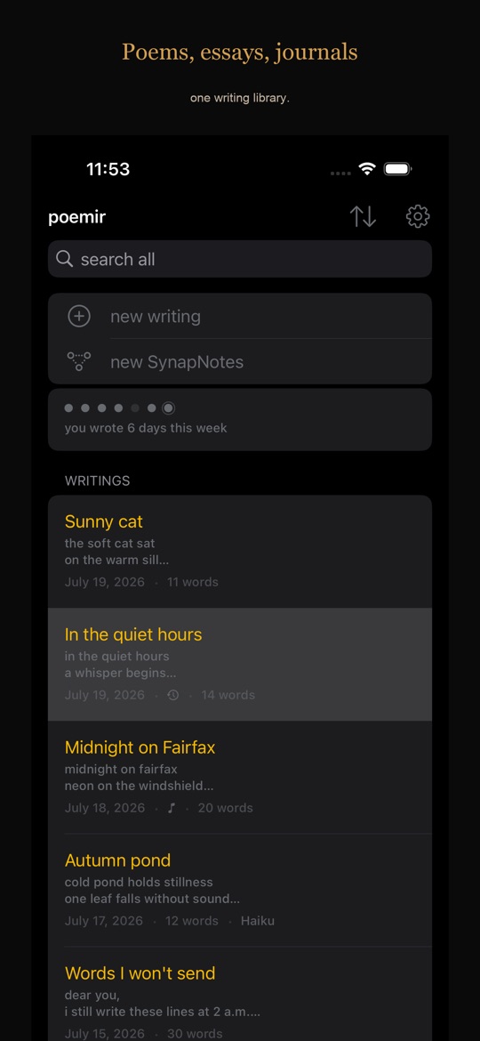 Poemir library — poems, essays, journals